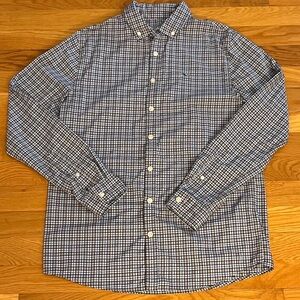 Boy’s Vineyard Vines Navy and White performance Plaid Shirt, size L